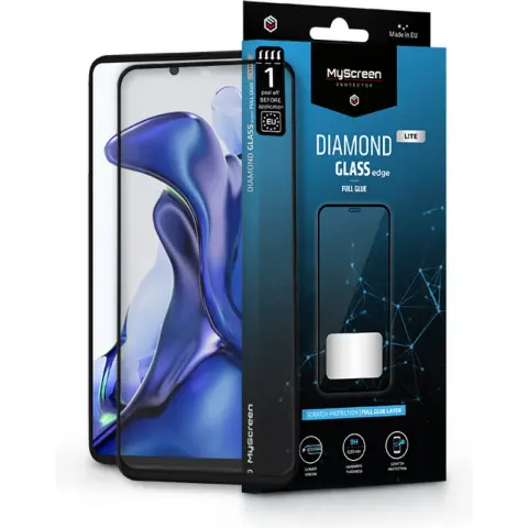 MYSCREEN Diamond Glass Lite Edge képernyővédő Xiaomi 11/11T Pro fekete