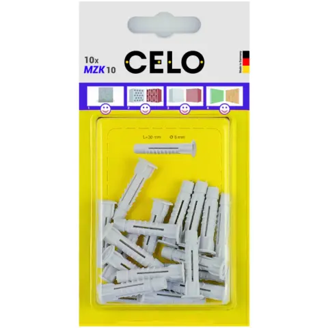 CELO MZK univerzális galléros műanyag dűbel 6x41 - 10db / bliszter