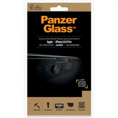 PANZERGLASS Screen Protector CamSlider Privacy iPhone 13/13 Pro crno