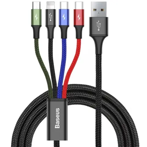 BASEUS USB Lightning + Micro USB + USB Type C adapter Črn 1.2m CA1T4-B01