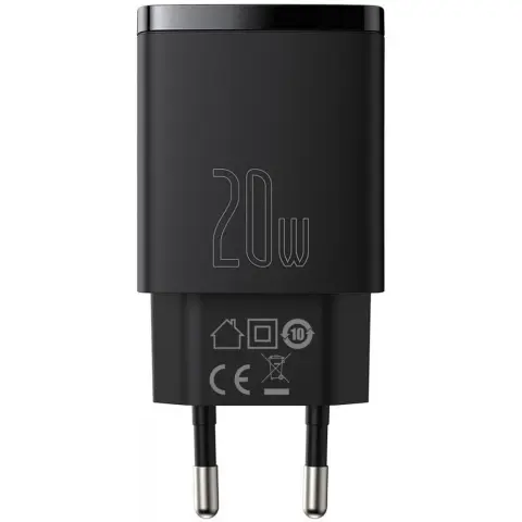BASEUS Compact Quick Charger USB USB-C 20W black