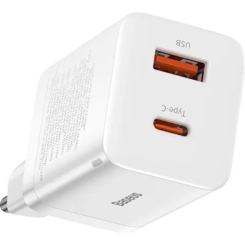 BASEUS Super Si Pro Quick Charger USB + USB-C 30W white