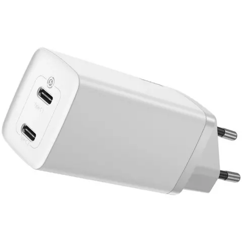 BASEUS GaN2 Lite fali töltő 2x USB-C 65 W EU fehér
