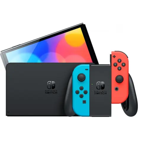 NINTENDO Switch (model OLED) neon roșu-albastru