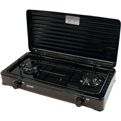 MPM SMILE-KN-02-1KB aragaz cu 2 arzătoare cu model de trandafiri negru