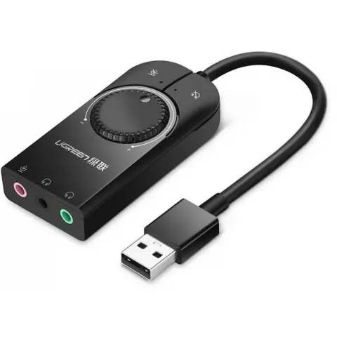 UGREEN CM129 15 cm-es USB külső hangkártya fekete