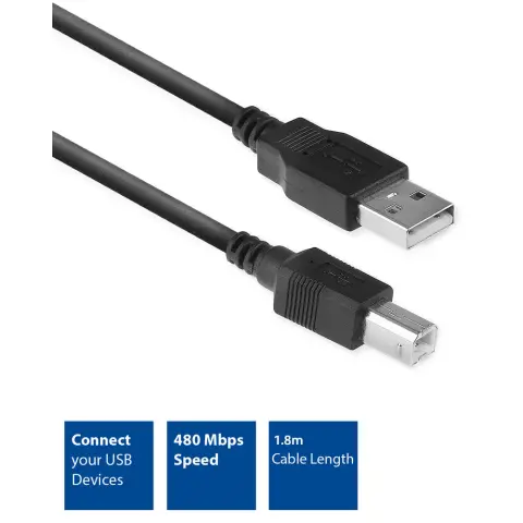 ACT CONNECTIVITY USB Összekötő Fekete 1.8m AC3032