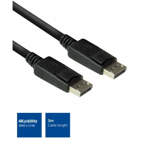 ACT CONNECTIVITY DisplayPort 1.2/1.2a Összekötő Fekete 3m AC3903