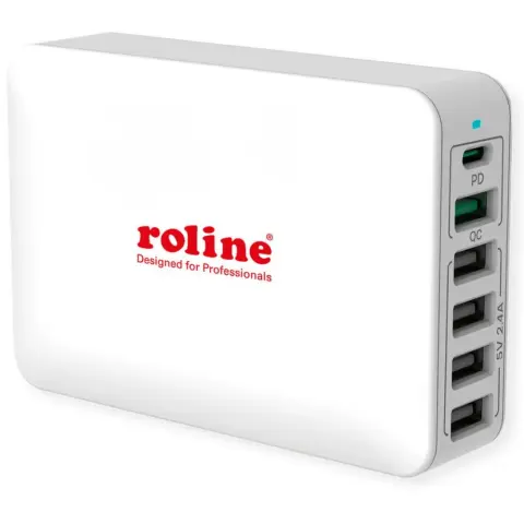 ROLINE Încărcător USB3.0 Type-A 4p Type-C 1p QC Type-A 1p 60W alb