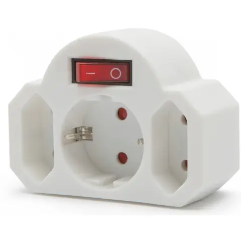 DELIGHT 5674 3-outlet wall socket with switch