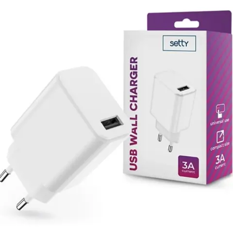 Setty USB Wall Charger - 5V/3A 15W fehér