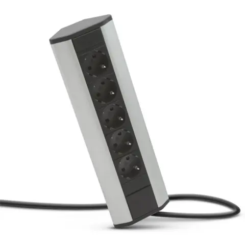 DELIGHT 20482 Corner 5 outlet distributor 1.5m silver-black