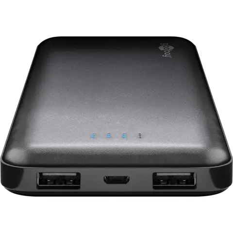 GOOBAY Slimline powerbank 10000mAh 2xUSB 1xmicro USB fekete
