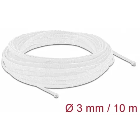 DELOCK Braided cable sleeve expandable 10 m x 3 mm white