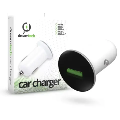 DREAMTECH Autós töltő QC 3.0 USB fekete