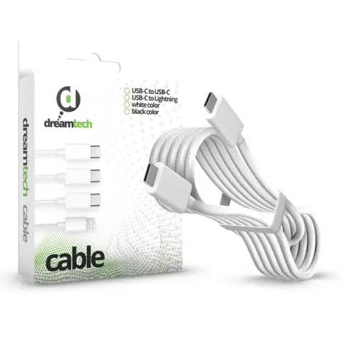 DREAMTECH PD kábel Fehér (USB-C/USB-C) 3A 60W