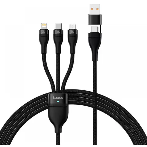 BASEUS USB Lightning + Micro USB + USB Type C adapter črn 1.2m CASS030101