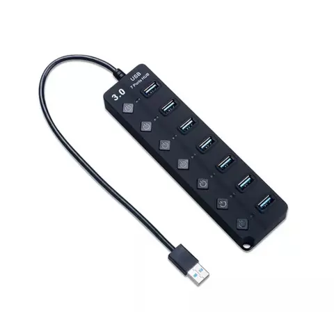 BLACKBIRD BH1374 USB 3.0 HUB 7 port fekete