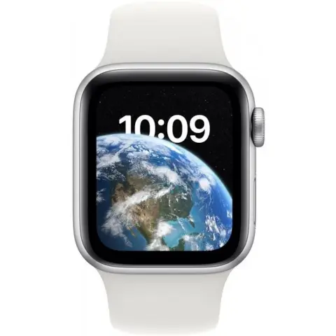 APPLE Watch SE 2022 GPS 44mm ezüst aluminium tok fehér sport pánt