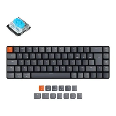 KEYCHRON K7 RGB Wireless Gateron Low Profile Blue UK Angol fekete