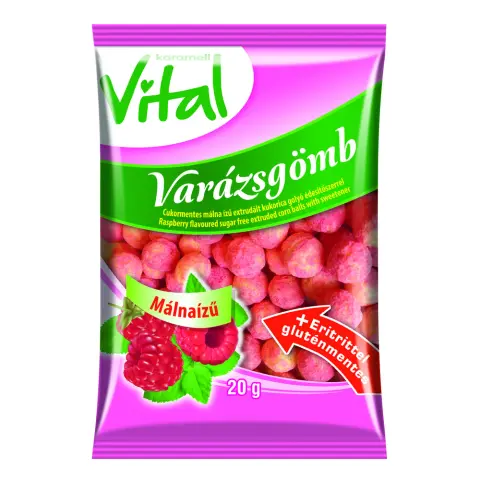 K. Vital varázsgömb cukormentes extrudált kukoricagolyó málna ízű 20 g