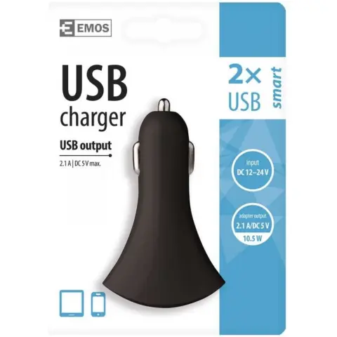 EMOS V0212 Autós töltő 2xUSB 2.1A fekete