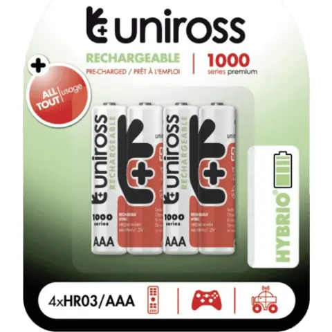 UNIROSS Hybrio Micro-Mignon-Akku (AAA) 1000mAh 4 Stk.