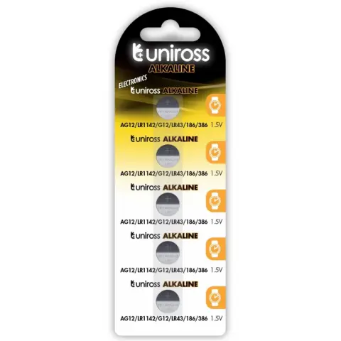 UNIROSS LR43/AG12 1.5V alkáli gombelem (CR) 5db