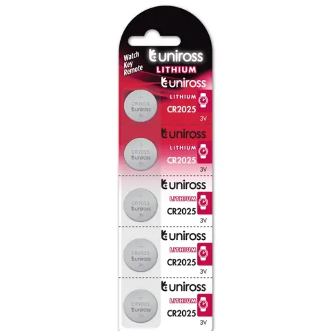 UNIROSS CR2025 3V lithium gombelem (CR) 5db