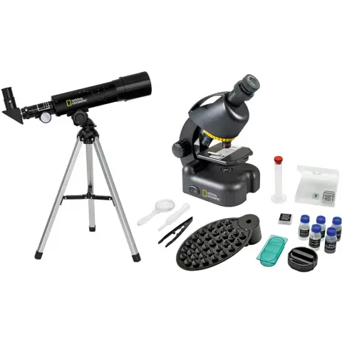 BRESSER National Geographic készlet 50/360 AZ teleszkóp és 40x–640x mikroszkóp