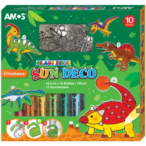 AMOS Sun Deco üvegmatrica készlet - Dinoszauruszok 12 darabos