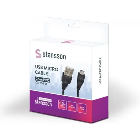 STANSSON USB Micro USB Átalakító Fekete 50cm CS-204-D