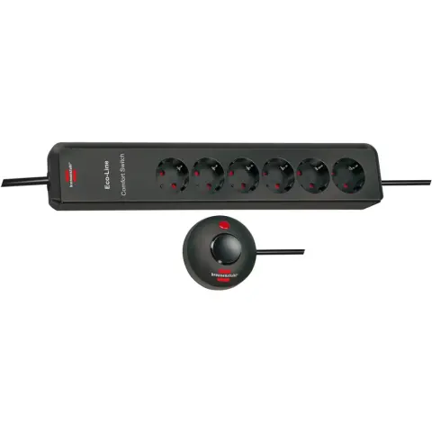 BRENNENSTUHL Eco-Line Comfort Switch Elosztó 6 aljzat 2m fekete kapcsolós