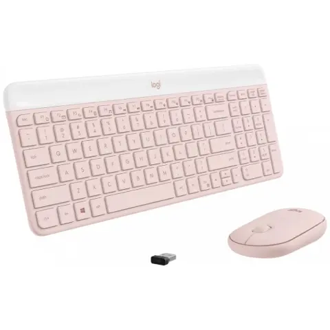 LOGITECH MK470 vezeték nélküli billentyűzet és egér szett vékony nemzetközi kiosztás - rózsaszín