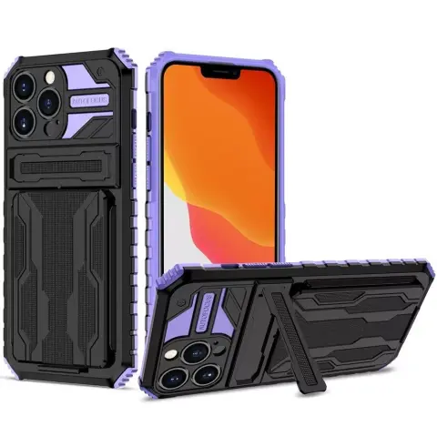 WOOZE Transformer zadnji ovitek s stojalom za iPhone 13 Pro Max črno-vijoličen