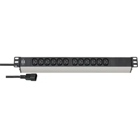 BRENNENSTUHL 1390007112 Alu-Line 19" Elosztó 12 aljzatos 2m fekete-ezüst
