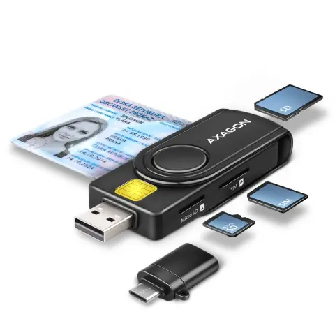 AXAGON CRE-SMP2A 4-slot Smart card PocketReader olvasó fekete