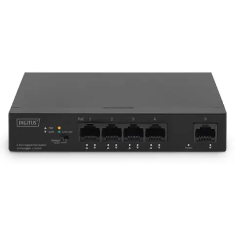 DIGITUS DN-95330-1 Professional 4-Port 10/100/1000 Mbps PoE Gigabit Desktop Switch + 1x Uplink