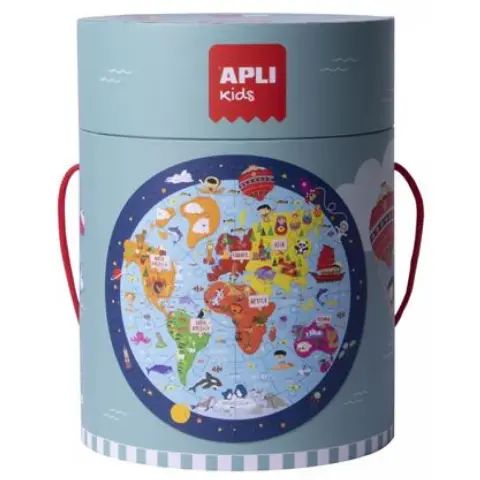 APLI Kids Puzzle játék 48 darabos kör alakú Világtérkép