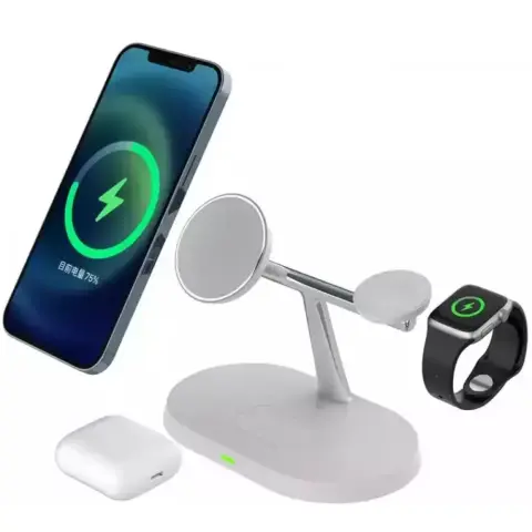 XPRO 3in1 MagSafe QI suport de încărcare fără fir QC 15W alb