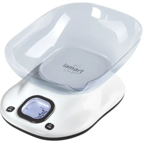 LAMART LT7073 Bang Cântar de bucătărie cu afișaj LCD și bol alb / negru