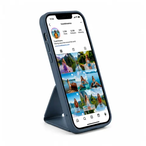 CELLECT TPU+PC Gumírozott hátlaptok kitámasztóval iPhone 14 Pro Max sötétkék