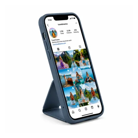 CELLECT TPU+PC Gumírozott hátlaptok kitámasztóval iPhone 14 Pro sötétkék