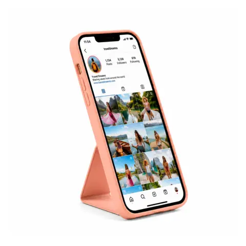 CELLECT TPU+PC Gumírozott hátlaptok kitámasztóval iPhone 14 rózsaszín
