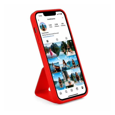 CELLECT TPU+PC Gumírozott hátlaptok kitámasztóval iPhone 14 piros