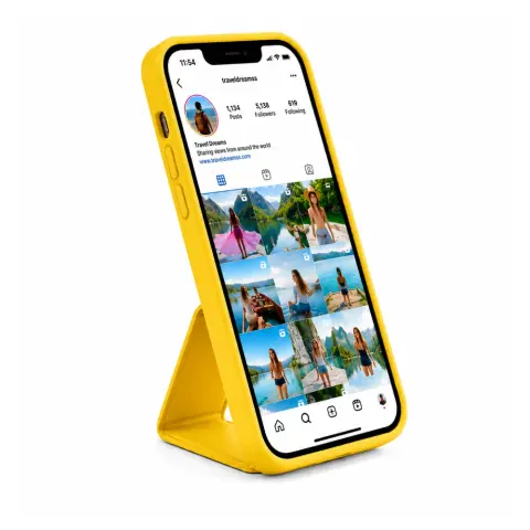 CELLECT TPU+PC gumiran zadnji ovitek z oporo Samsung Galaxy S23 rumen