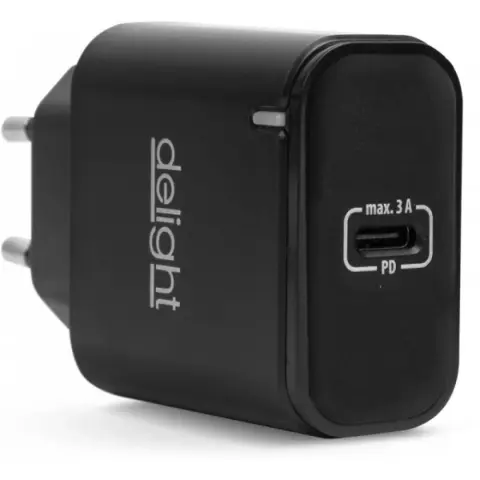 DELIGHT USB Type C mains adapter 3A 20W black