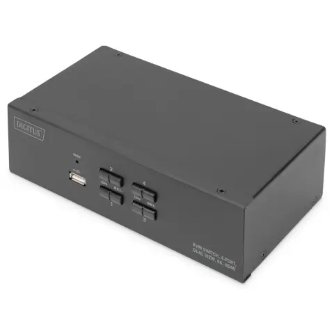 DIGITUS DS-12883 KVM Switch 4 Port Dual Display 4K HDMI