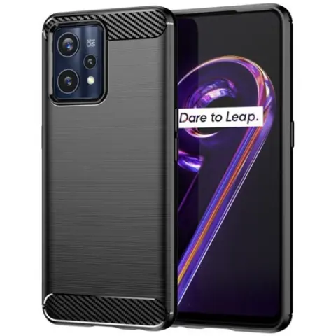 ZONE Silikonski ovitek brušen vzorec karbona Realme 9/9 Pro črn