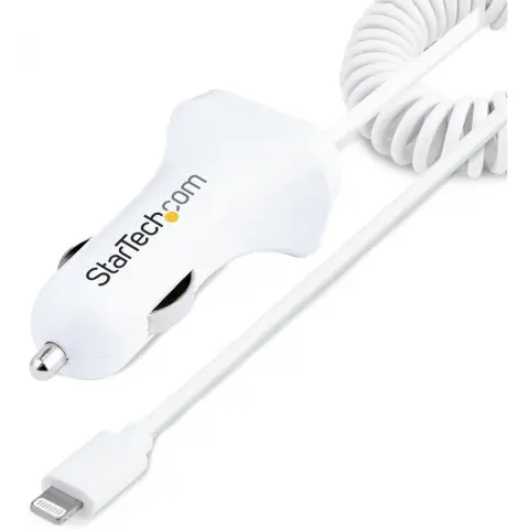 STARTECH Lightning Car Charger with Coiled Cable 12W 2port fehér